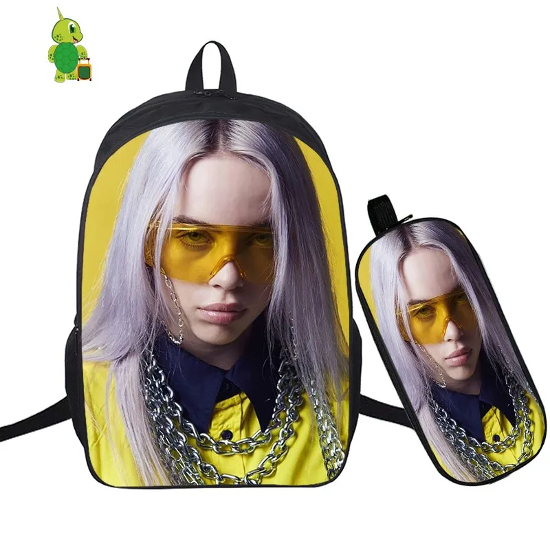 В стиле «хип-хоп» Billie Eilish 2 шт./компл. рюкзак школьные сумки для подростков мальчиков и девочек студенты рюкзак для ноутбука Карандаш Чехол дорожные сумки - Цвет: 1