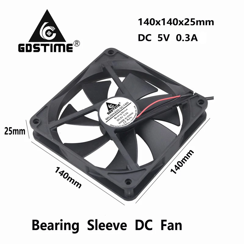 

2Pieces lot Gdstime DC 5V USB 14025 140mm x 25mm 14cm Cooler Motor Heatsink Cooling Fan