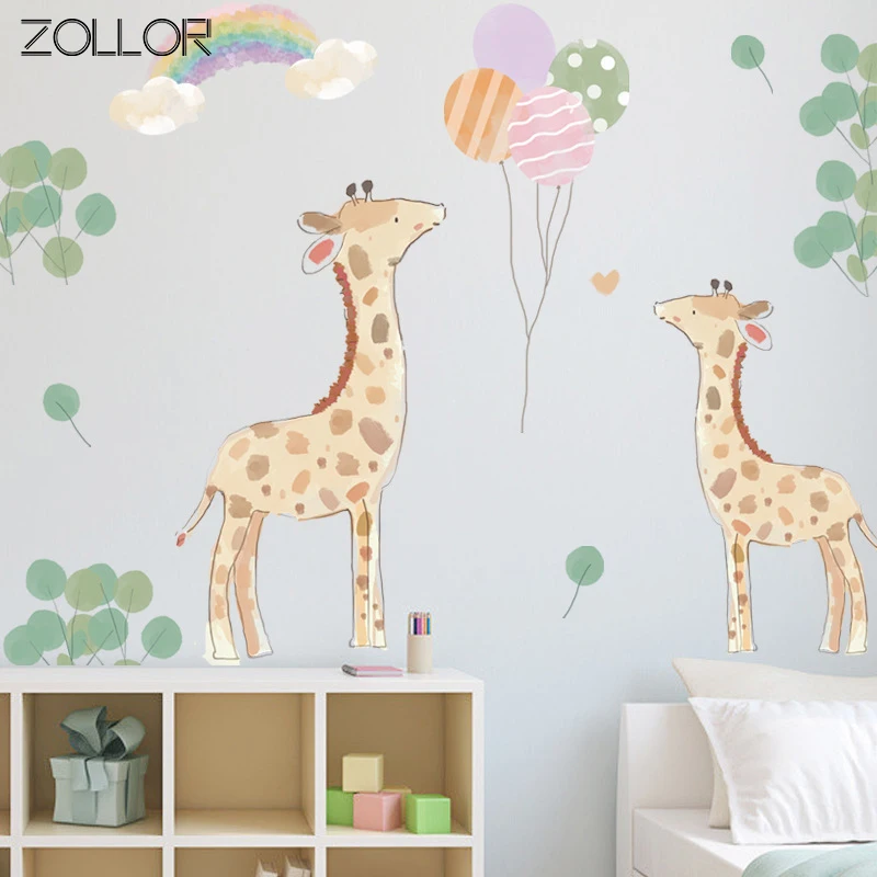 Креативные ПВХ обои Zollor с ручной росписью жираф радуга наклейка на стену для