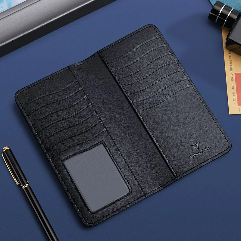 WILLIAMPOLO Men's Wallet Long Genuine Leather Card Wallets Luxury Design Slim Purse For Male New With Gift Box PL205262