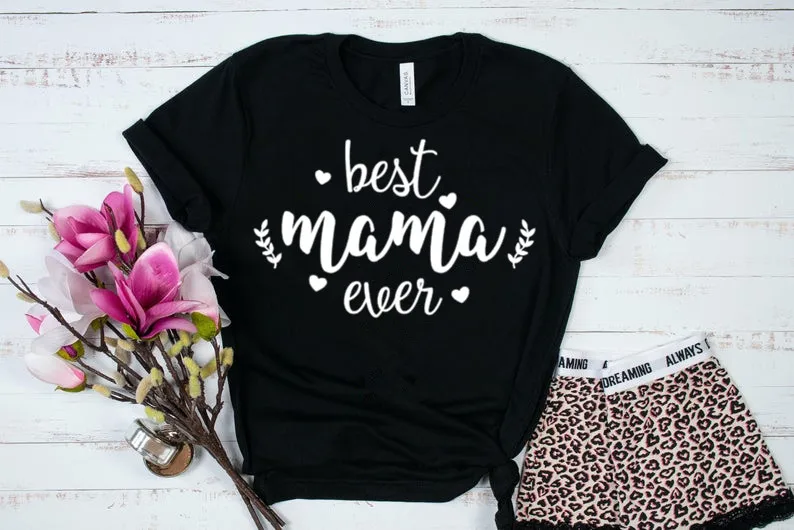

Лучший I Love mama, когда-либо на День Матери футболка подарки под платье Женская одежда хлопок Harajuku Графический женской одежды рубашка с круглы...