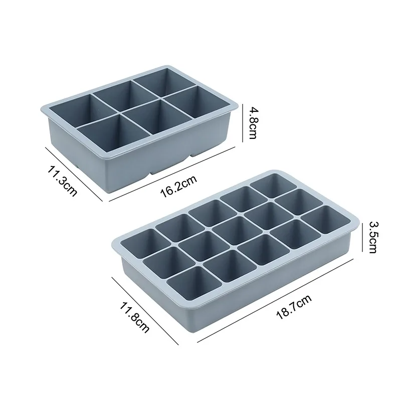 

3Color Big Grid Silicone Ice Cube Mold Ice Cube Maker Flexible Silicone Ice Cube Tray with Lid Kitchen Gadgets and Accessories