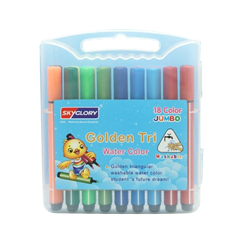 

12/18/24/36 Colors Markers Pen Water Based Drawing Marker w/ Clear Box for Coloring Books Comic Calligraphy School W3JD