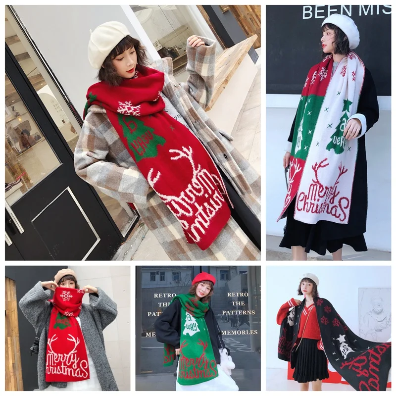 

Winter knitted warm all-match Japanese shawl couple soft sister student Christmas gift scarf