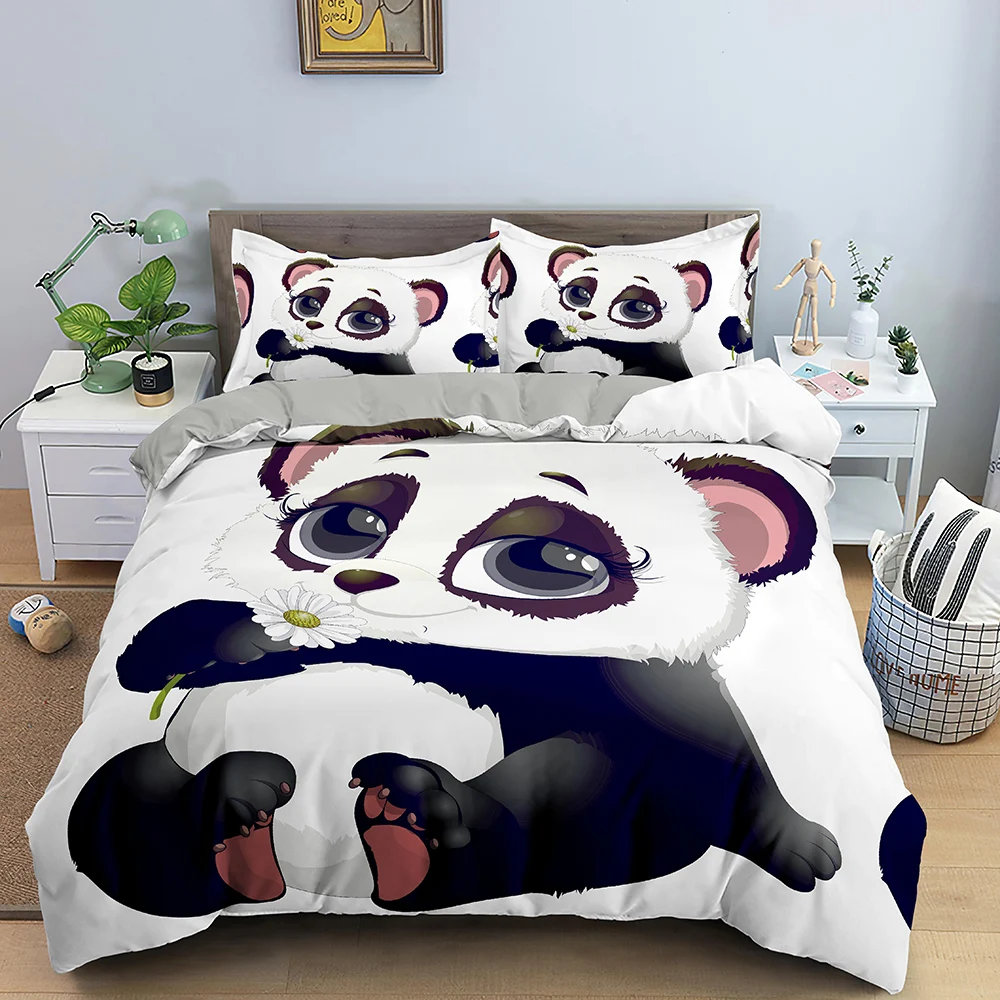 

Lovely Panda Printed Duvet Cover Bedding Set Quilt Cover with Pillow Case 3D Animal Comforter Set for Adult Kids Queen King Siz