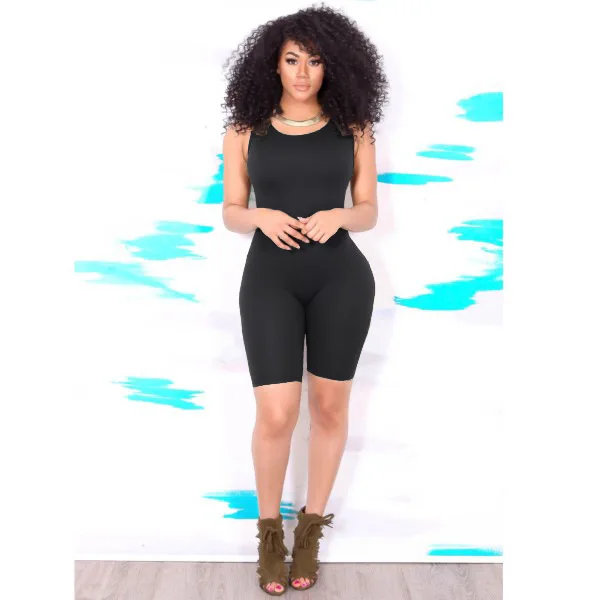 Сексуальный женский спортивный комбинезон без рукавов Летний в обтяжку короткие