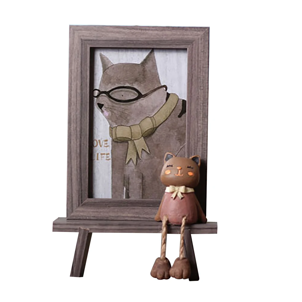 Домашняя деревянная рамка с изображением кошки Meow креативная Детская фотография