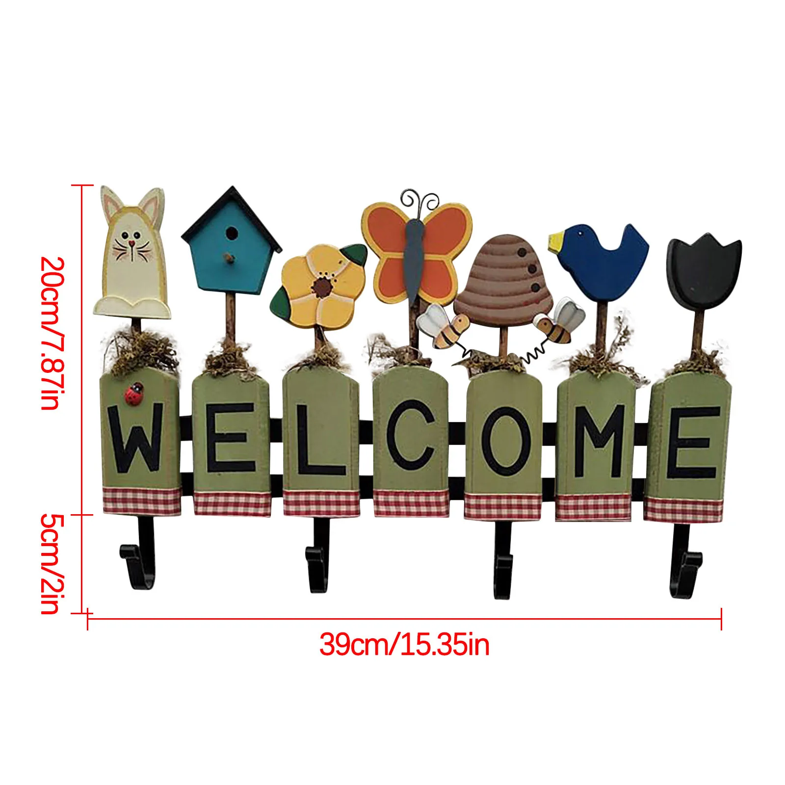 

Hand-Made Wooden Hook up Listing Pastoral Style Welcome Creative House Number Wall Hook Welcome to Home Wall Hanging Decorations