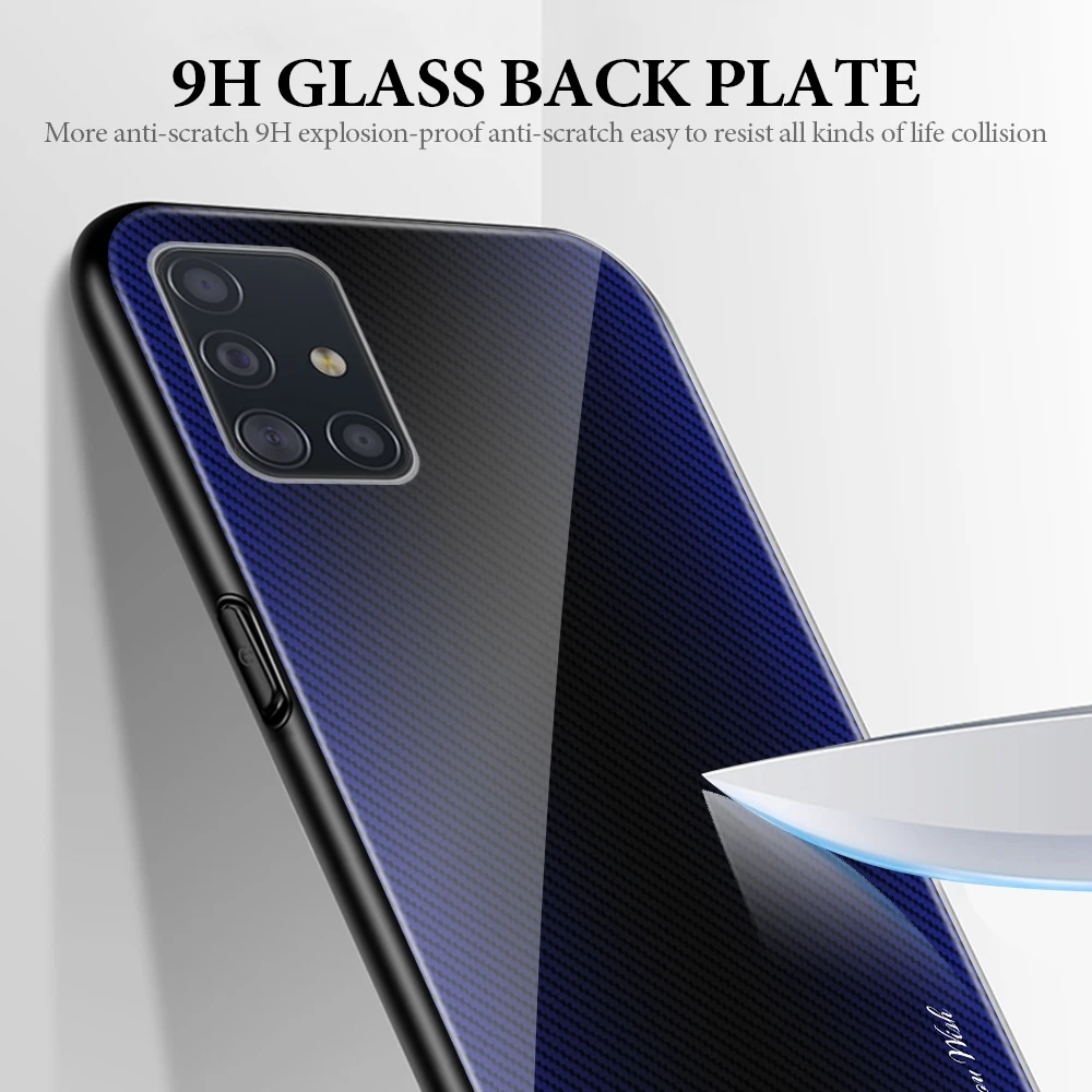 Tempered Glass Case For Samsung Galaxy A51 A71 A50 A50s Gradient Texture Back Cover For Samsung A 72 52 A 32 22 A21s A20 A71 A51