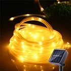 Сказосветильник гирлянда на солнечной батарее, s-образный шнурок, уличная Светодиодная лампа, водонепроницаемые гирлянды для вечерние ринки, свадьбы, Рождества, 32 м, 22 м