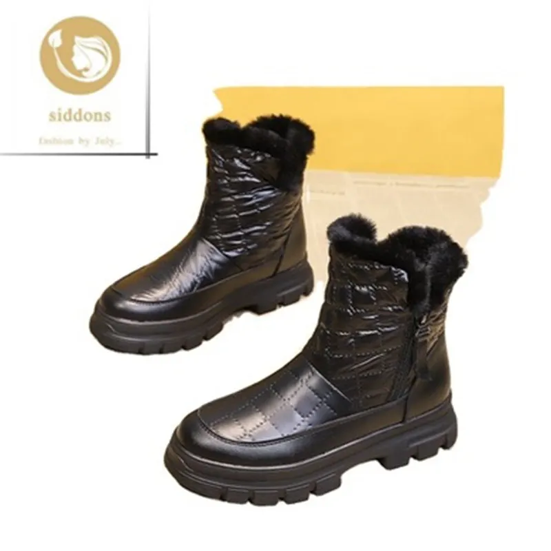 

2021 winter women's boots Korean version of Martin boots women plus velvet thick windproof fur snow boots warm cotton boots