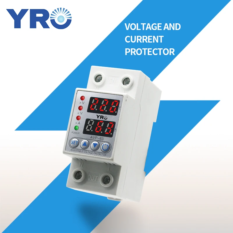 Din-рейка с двойным дисплеем регулируемое реле под напряжением и током 63 А 230 В |