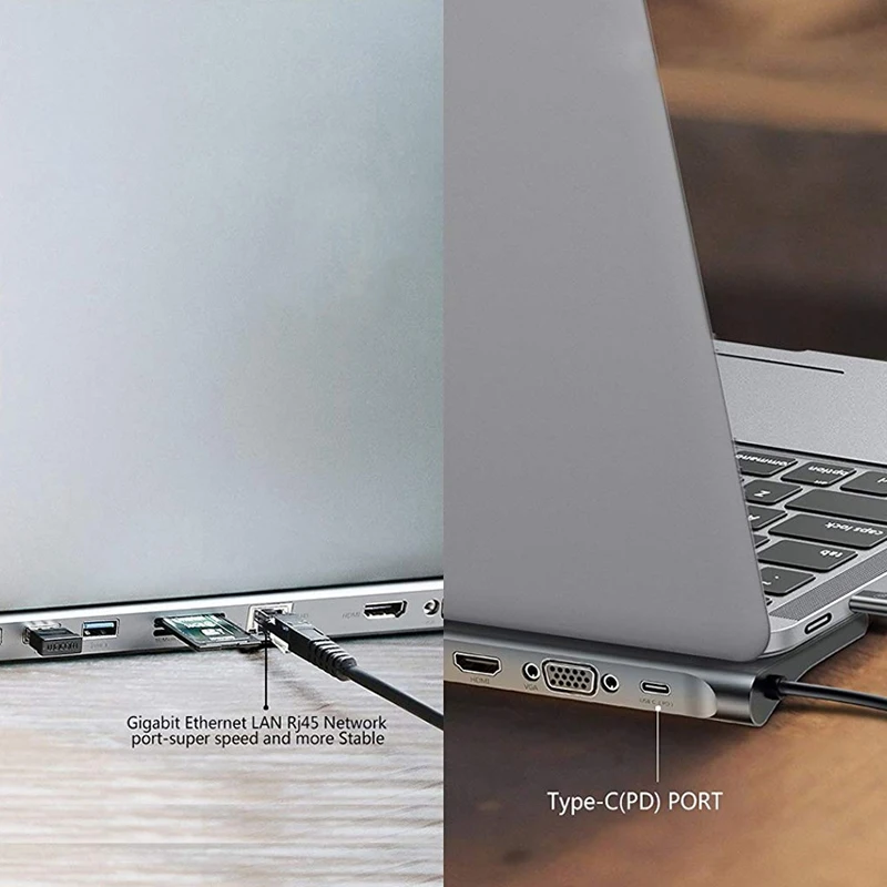 10 в 1 USB Type C концентратор адаптер для ноутбука Док Станция HDMI VGA RJ45 PD совместимый HP/