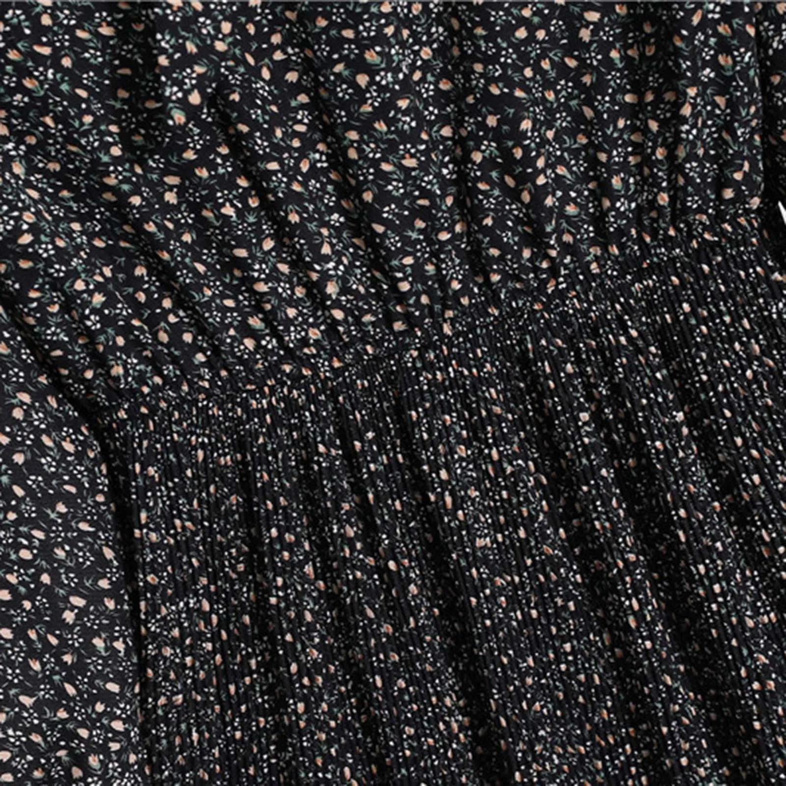 

Spring Women Polka Dot Floral Printing Vintage Slim Chiffon Dresses Long Sleeve Bowknot Stand Collar Bohemia Ladies Dress #29