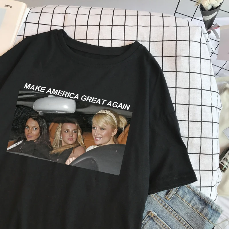Женская футболка с буквенным принтом MAKE AMERICA GREAT AGAIN fun летняя Свободная