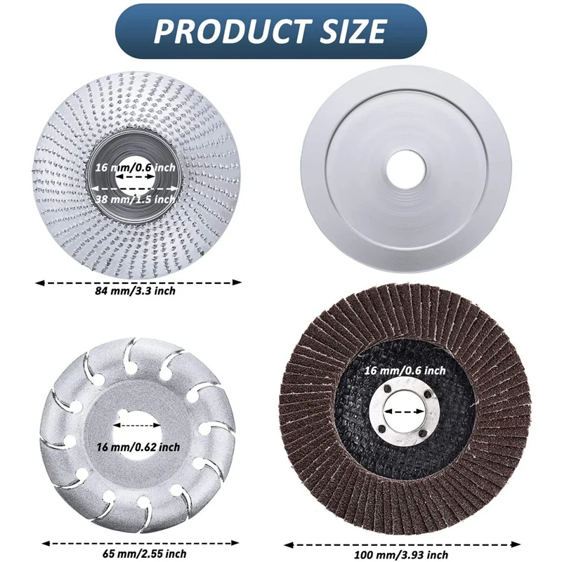 

2 Pieces Angle Grinder Disc Carving Abrasive Disc 12 Teeth Wood Polishing Shaping Disc with Sanding Wheel Flap Discs