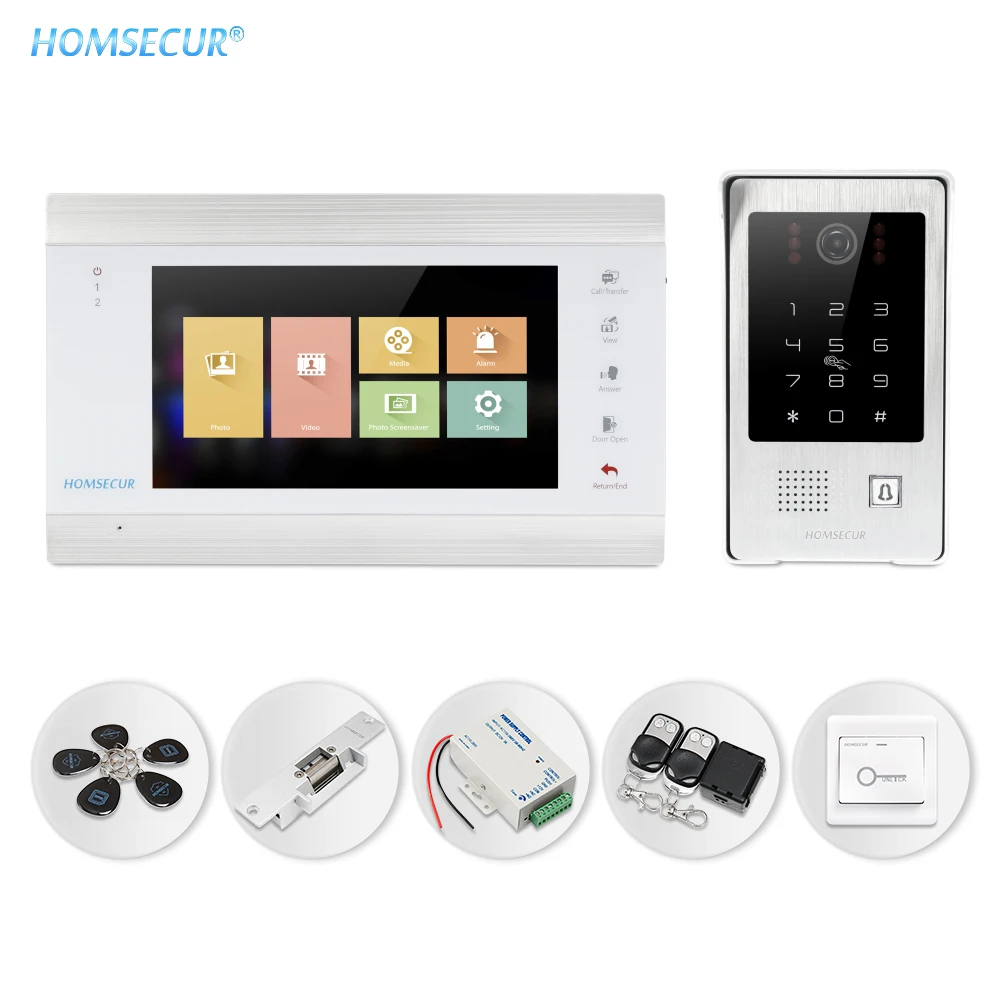 Система видеодомофона HOMSECUR 7 &quot AHD с защитой от непогоды IP65 RFID и паролем кнопка