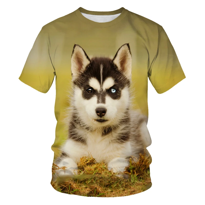 

Hot selling 3D Print Dog Husky Men's T-shirt Jungle Camouflage Duck Fashion Casual Cool Oversized t-shirt