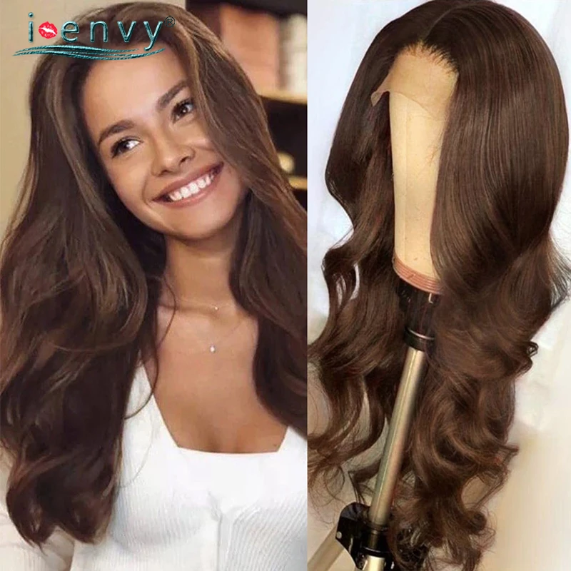 Brown Lace Front Wig Human Hair Body Wave Human Hair Wigs Transparent Colored Lace Front Wigs For Women Peruvian Human Hair Remy