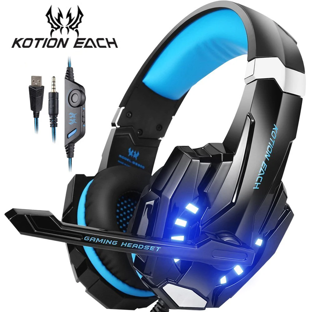 

Kotion EACH Stereo Gaming Headset Casque Deep Bass Over Ear Headphones with Noise Cancelling Mic LED Light for Xbox One PS4 PC
