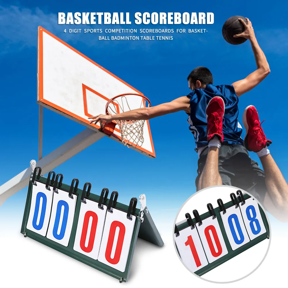 

4 Digit Sports Competition Scoreboards Set Outdoor Exercise Sport Ornaments for Basketball Badminton Table Tennis