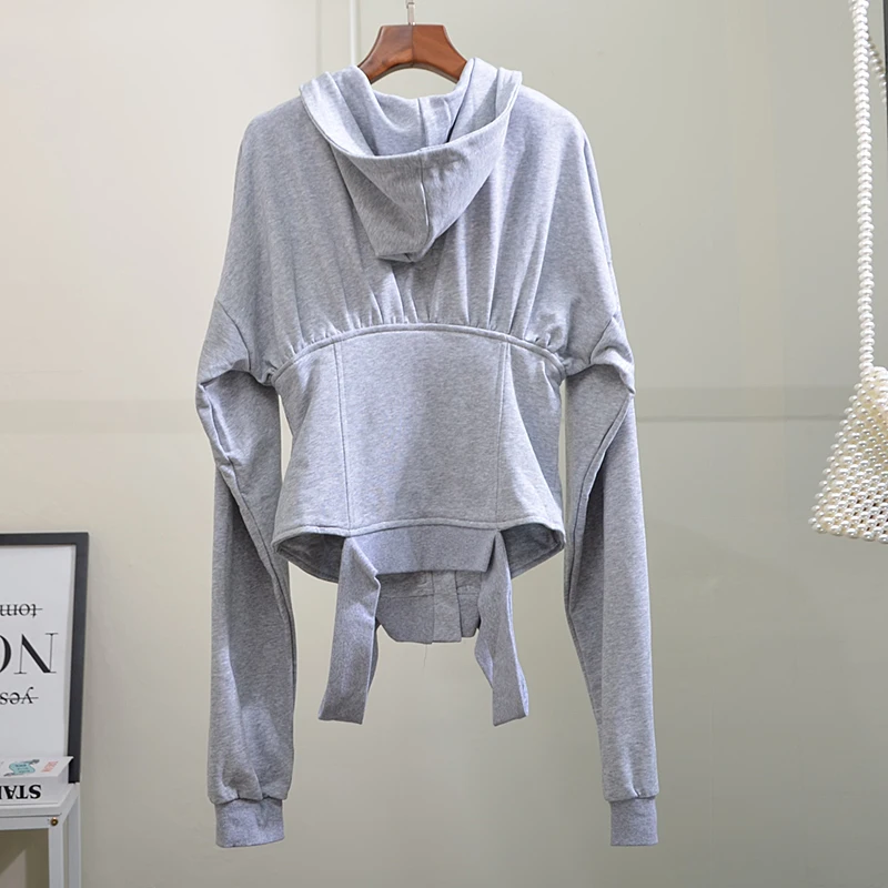 Женская Асимметричная Толстовка Getspring черная или серая Повседневная толстовка с