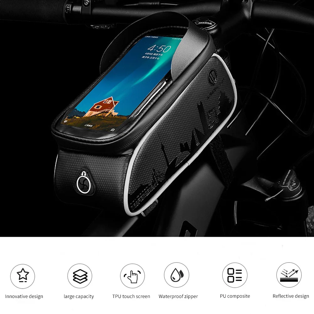 

Practical Wheel Up Cycling Waterproof Touchscreen Front Top Tube Phone Case Durable Multi-functional Portable Bike Bag