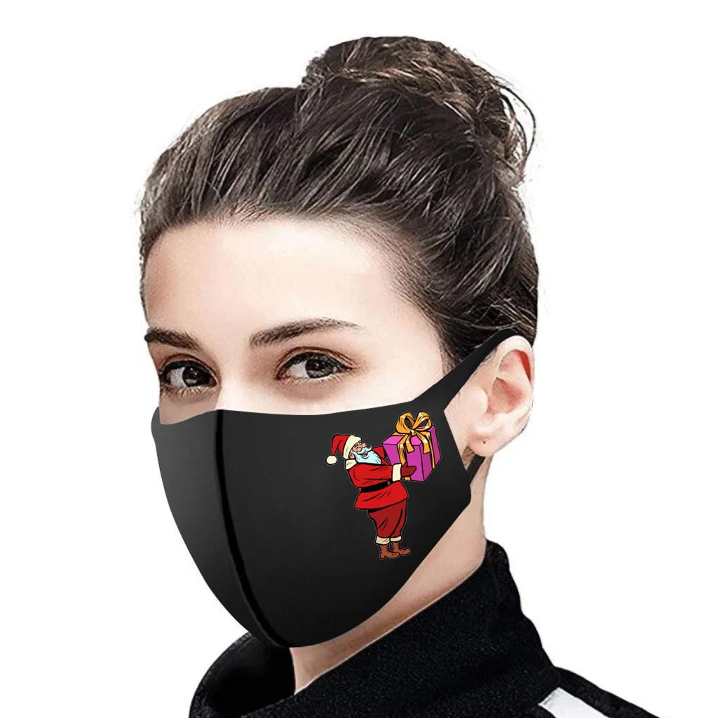 1 шт. Рождественская маска для защиты лица с принтом взрослых моющаяся петлей