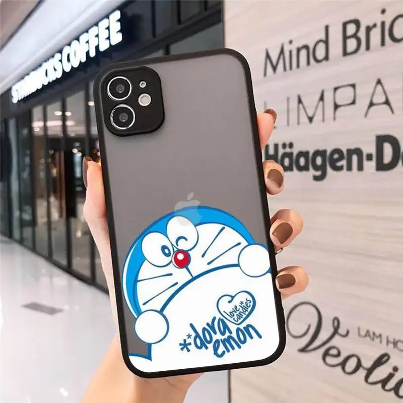 

Cute Cartoon Doraemon Robot cat Phone Cases matte transparent For iphone 7 8 11 12 plus mini x xs xr pro max cover