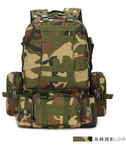 Jungle camouflage 50л открытый Рюкзак Molle военный тактический рюкзак Спортивная Сумка Водонепроницаемый походный рюкзак для путешествий - Цвет: Jungle camouflage