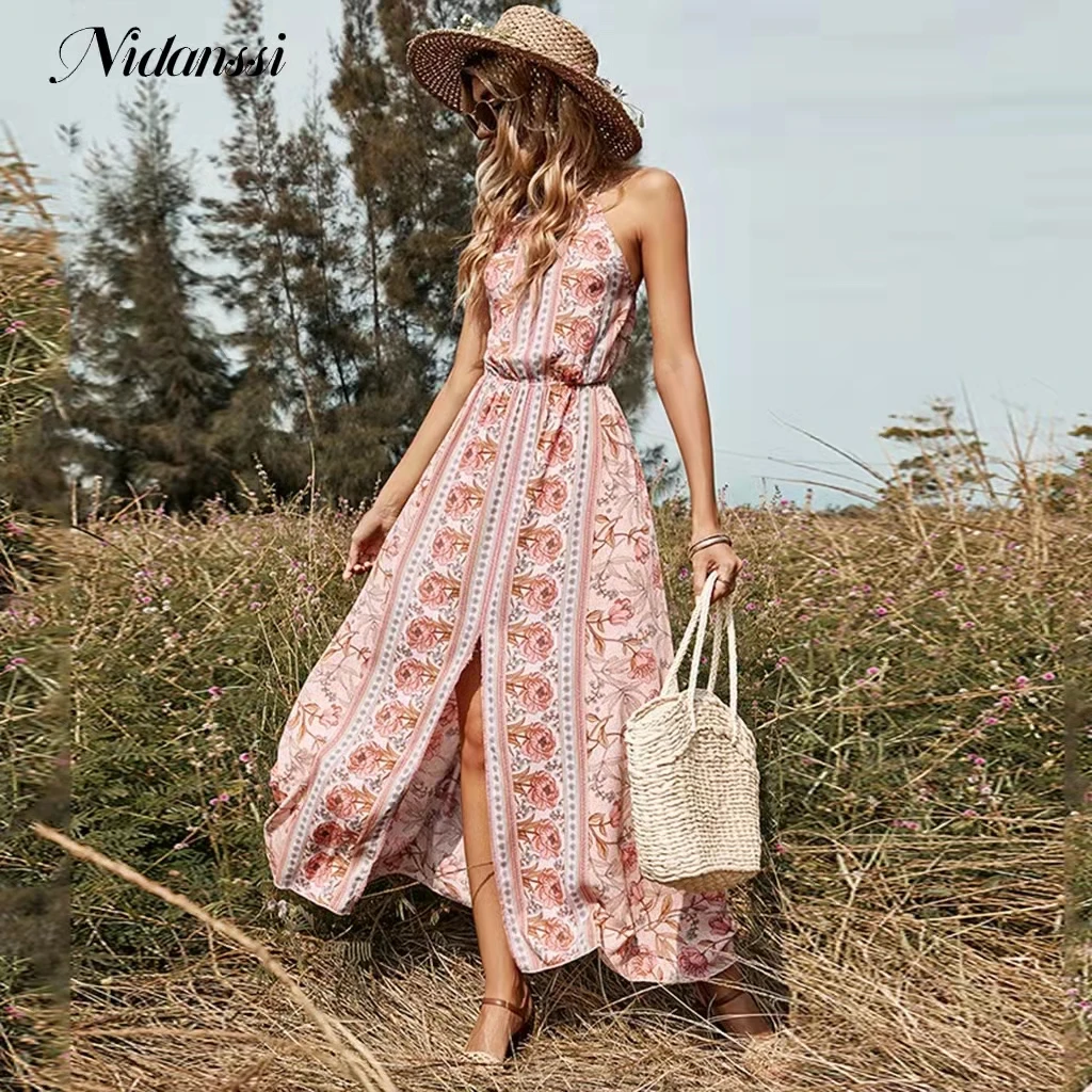 

Женское длинное платье с открытой спиной, без рукавов, с разрезом