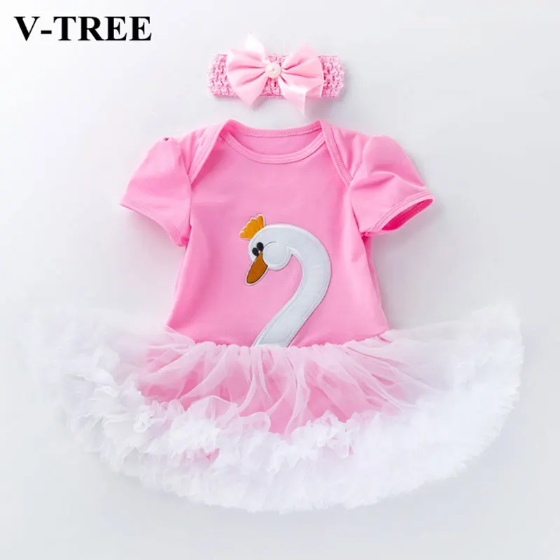 

Summer Baby Tutu Dress Children's Romper Swan Infant Dress Suit Newborn Baby Jumpsuit Lace Toddler Costume 3-24M