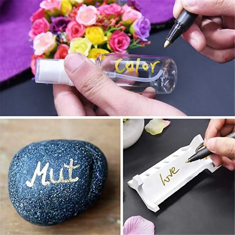 

10 Colors Fine Metallic Markers Paint Pens for Rock Painting - Ceramic painting mark DIY Marker Pen Art Marker For Stationery