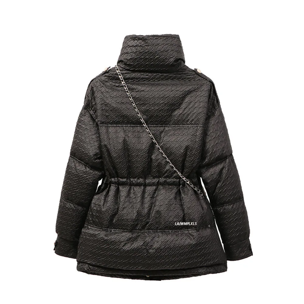 2021 New Women Winter Warm Lovely Jacket Thick 90% White Duck Down Loose Coat Outwear Stand Collar with Bag | Женская одежда