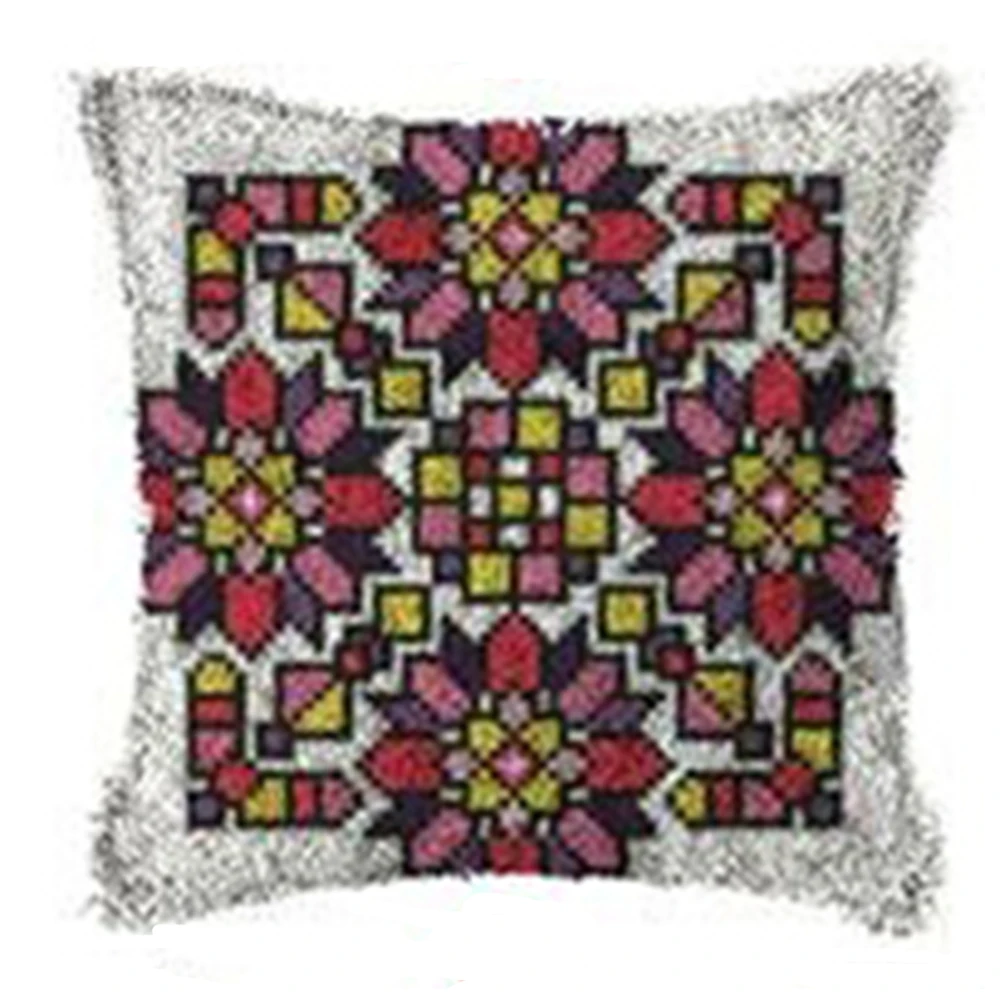 

Latch hook pillow with Pre-Printed Pattern Embroidery kits cross stitch Foamiran for needlework Decorative cushions Flower