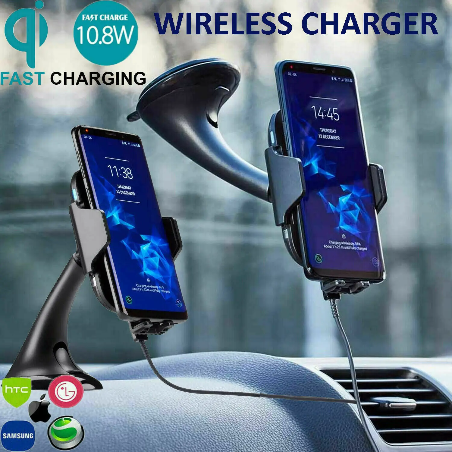 xmxczkj car holder fast wireless car charger suction cup mount 2 in 1 wireless charger mobile phone holder for iphone x 8 8plus free global shipping