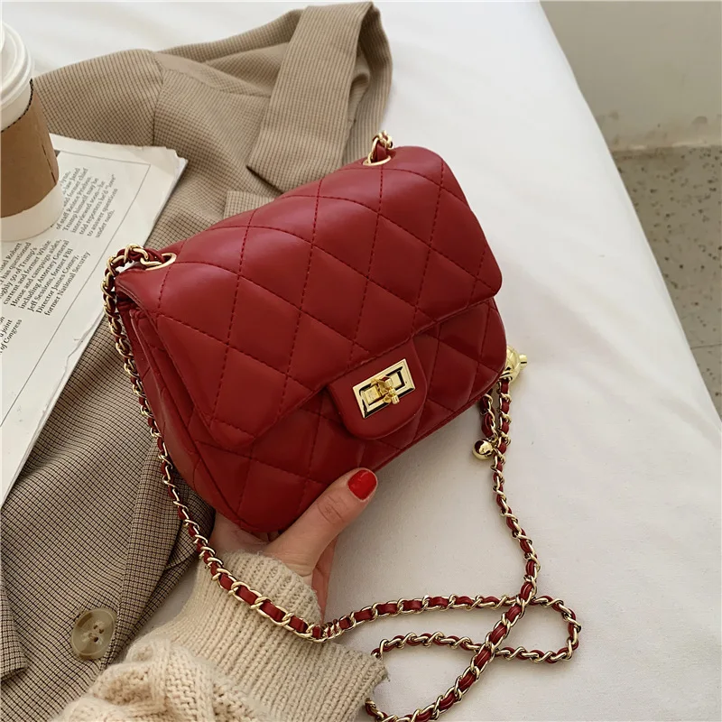 

Small Square Bag Small Golden Ball Bag 2021 New Fashion Female Bag Small Fragrant Style Diamond Chain Bag Shoulder Messenger Bag