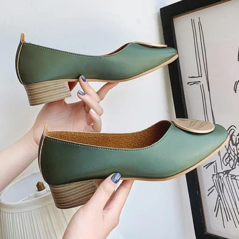 Модные женские туфли на высоком каблуке женская обувь с квадратным носком