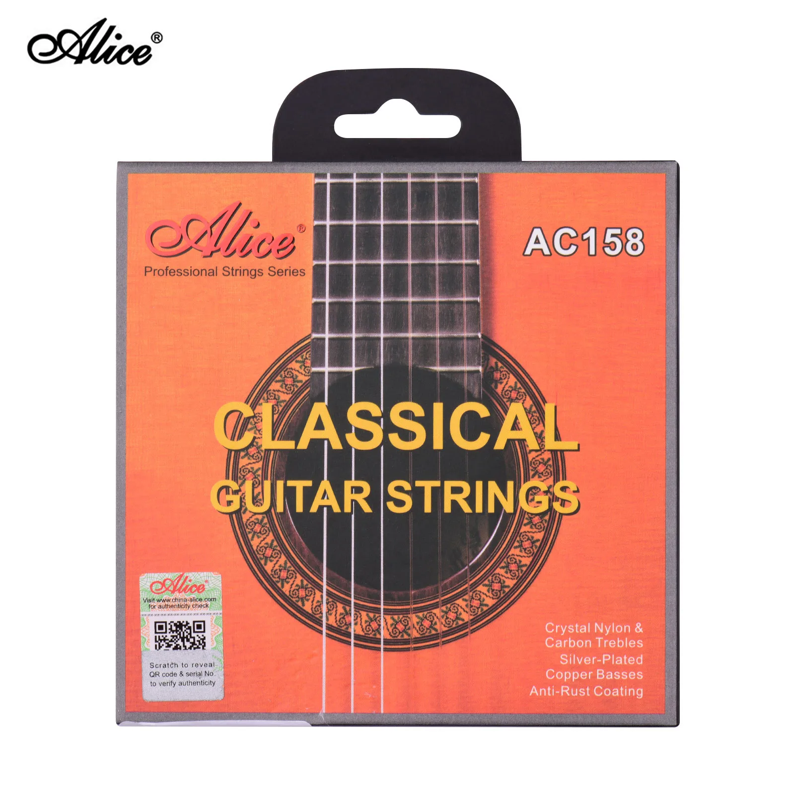 

Alice AC158-H Classical Guitar Strings for Classical Guitars from 34 to 39 Inch Crystal Nylon & Carbon (G) Guitar String Set