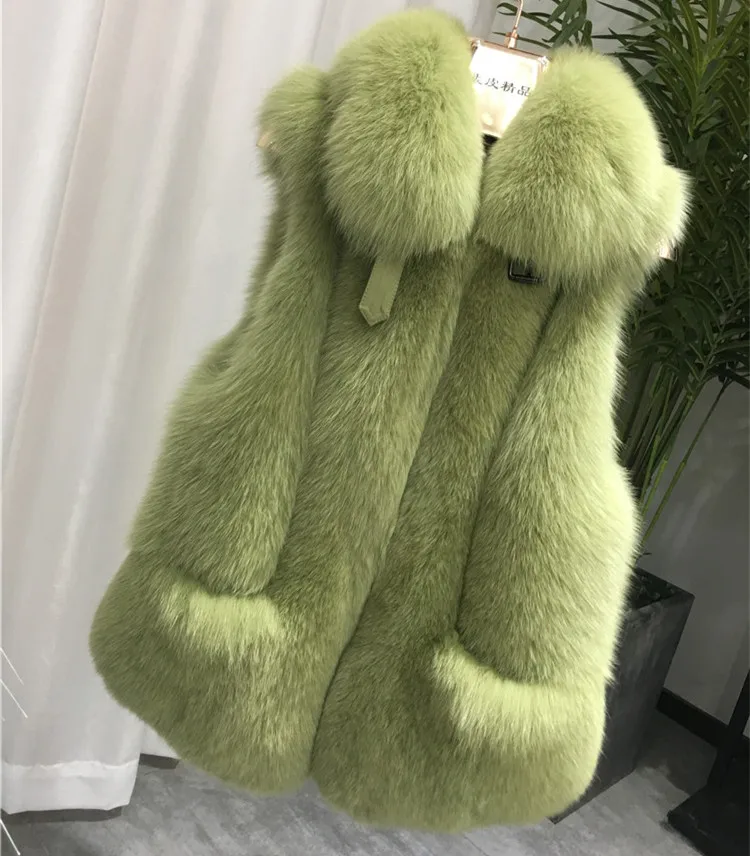 ZDFURS* женский жилет из натурального меха лисы зимний женский жилет без рукавов из натурального меха женский жилет из натурального меха - Цвет: green