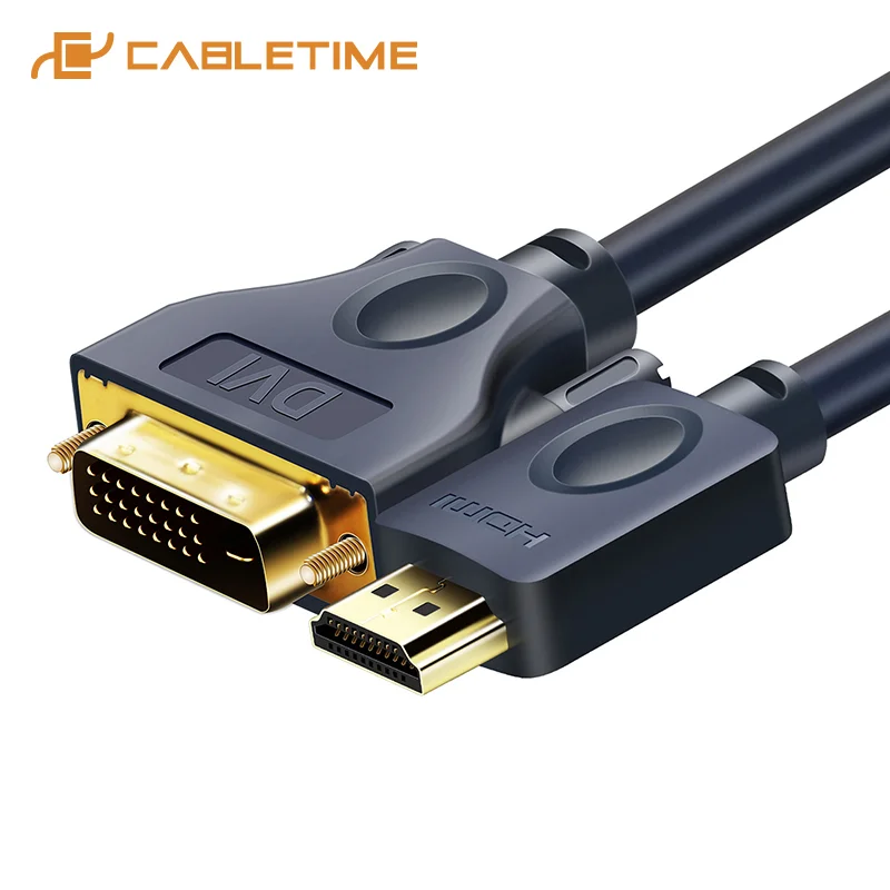 

CABLETIME HDMI to DVI Cable 24+1 pin Bi-direction Pro High Speed HDMI DVI Cable Full HD 2.0 for Xbox Blu-ray player HDTV C119