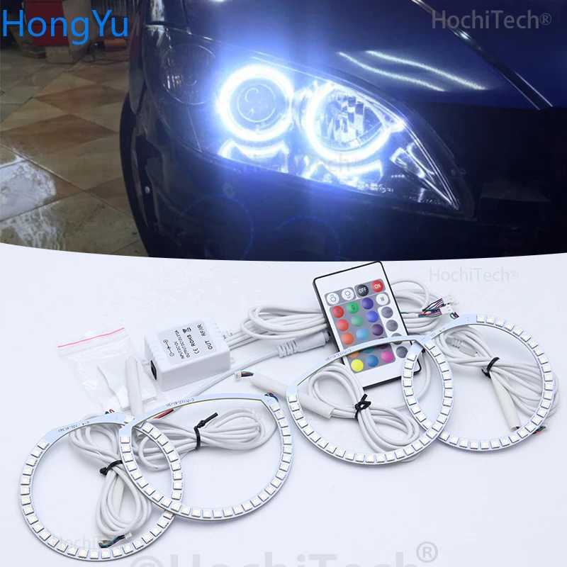 Для Mazda 3 mazda3 2002 2003 2004 2005 2006 2007 светодиодный ангельский глаз кольцо гало RGB разноцветные спортивные комплекты фар