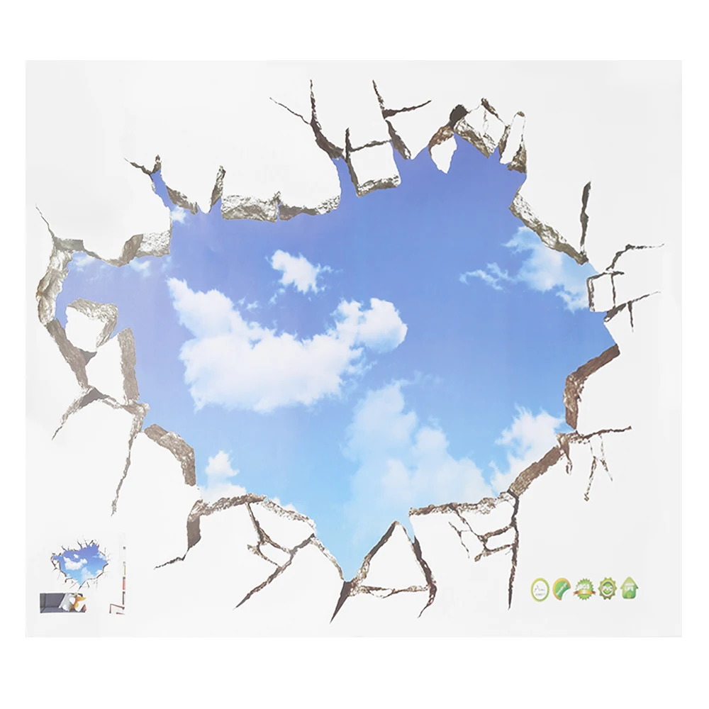 Настенные наклейки голубое небо и белые облака съемные пейзаж настенные на