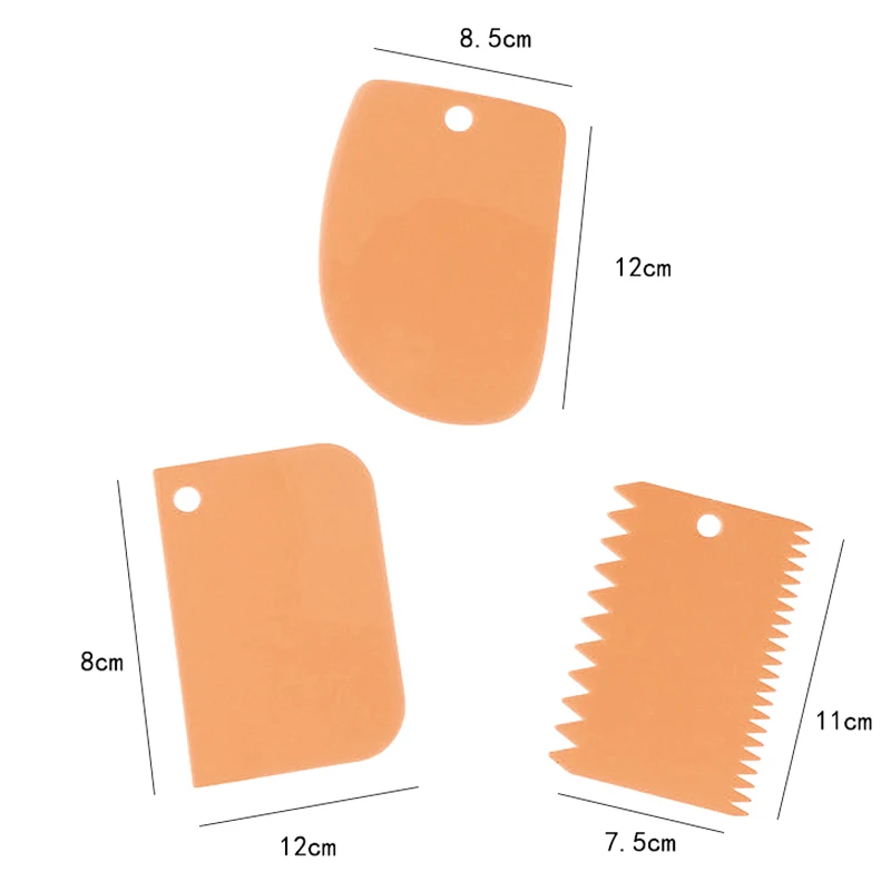 

3PCS/Lot Cream Scraper Irregular Teeth Edge DIY Scraper Cake Decorating Fondant Pastry Cutters Baking Spatulas Smoother Tools