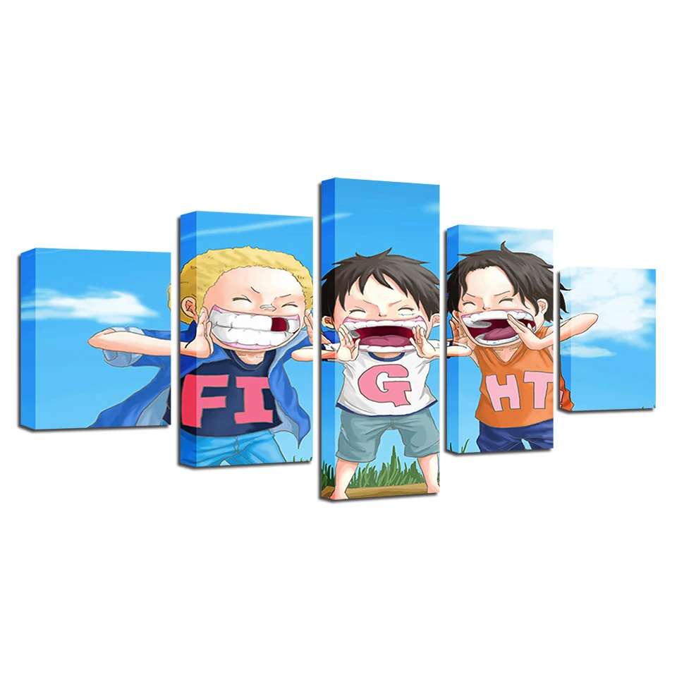

Home Decor Framework Wall Art Painting Poster Canvas 5 Panel One Piece Character For Living Room Modern HD Printed Pictures