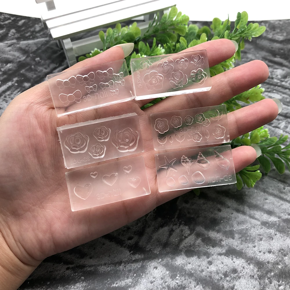 6 шт. 3D акриловая Форма для дизайна ногтей силиконовая форма украшения модные