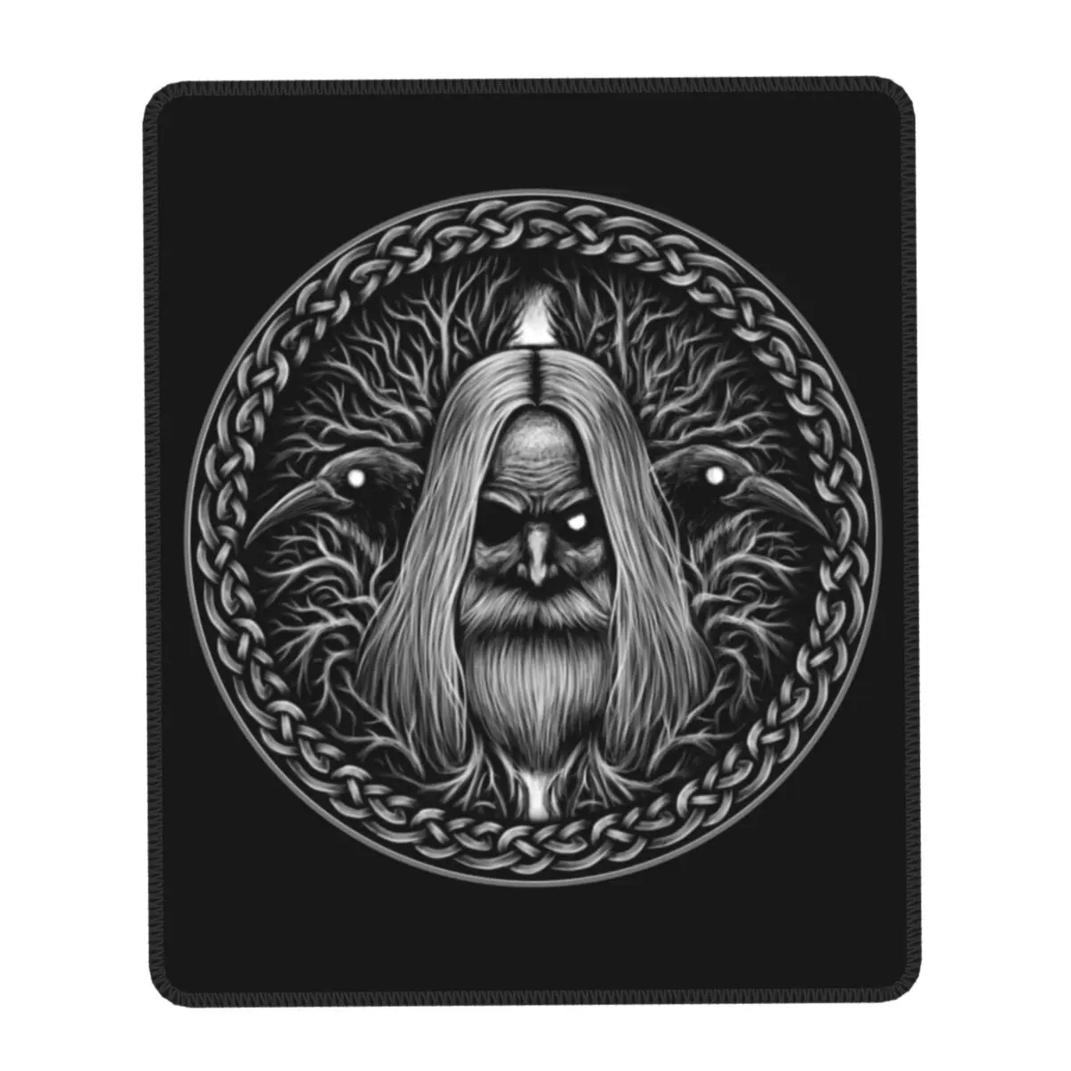 

Коврик для мыши Odin с воронами, квадратный игровой коврик для мыши, нескользящая резиновая основа, Скандинавская мифология, стиль викингов, в...