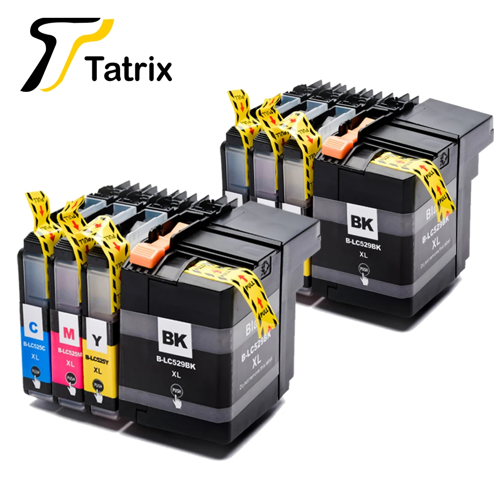 Совместимая с Tatrix для Brother LC529 LC525 костюм картриджа чернилами принтера DCP-J100 DCP-J105