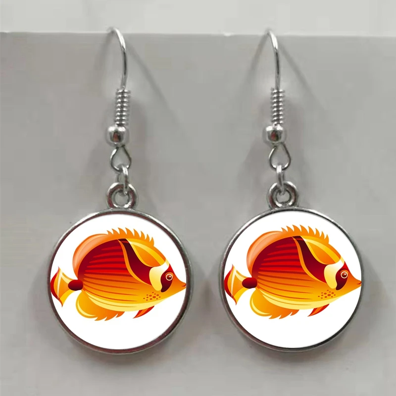 Серьги Осьминог Золотая рыбка серьги ручной работы мореходный Морской