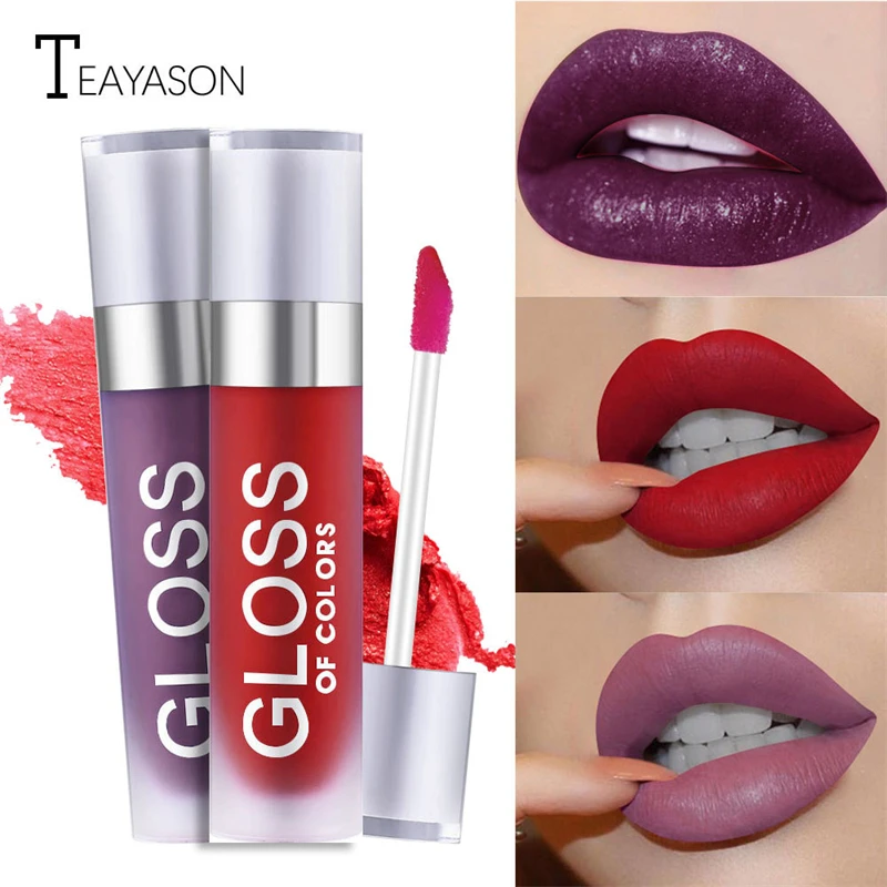 

Sexy Purple Red Matte Velvet Lip Gloss Nude Liquid Lipsticks Waterproof Long Lasting Nonstick Cup Lipgloss Lips Make Up